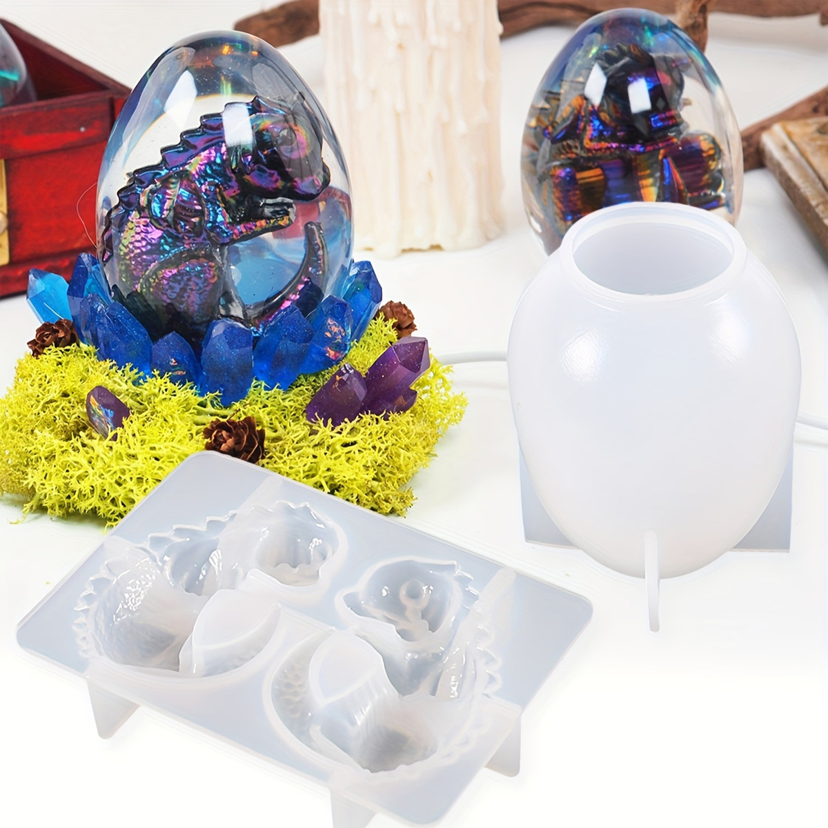 Candle Making Kit - Silicone Dragon Egg Molds, 2-Piece Set,